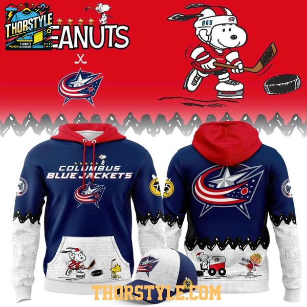 Columbus Blue Jackets Peanuts Night 2025-2026 Snoopy Hockey Hoodie T-Shirt