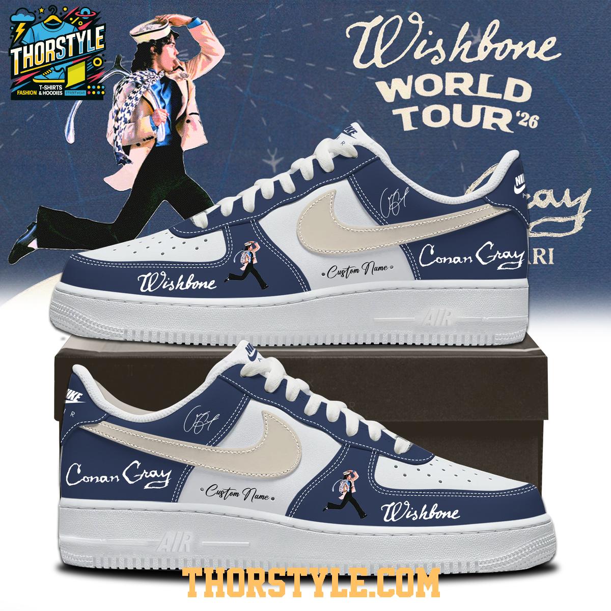 Conan Gray Wishbone World Tour 2026 Personalized Air Force 1 Shoes Conan Gray Wishbone World Tour 2026 Personalized Air Force 1 Shoes