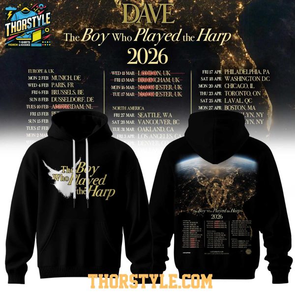 Dave The Boy Who Played the Harp Tour 2026 Europe New Era Hoodie T-Shirt