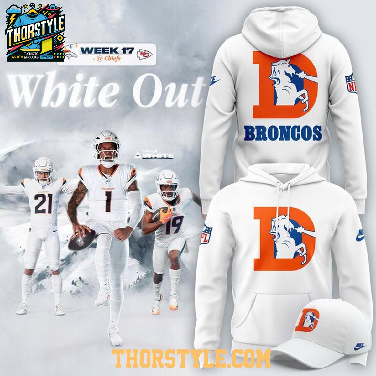 Denver Broncos White Out 2025 NFL Week 17 Versus Chiefs Hoodie T-Shirt Denver Broncos White Out 2025 NFL Week 17 Versus Chiefs Hoodie T-Shirt