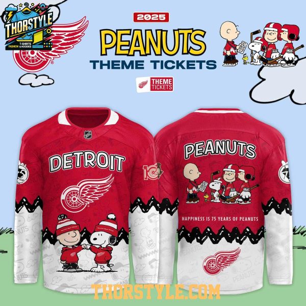 Detroit Red Wings Peanuts Theme Tickets Snoopy 2025 Hockey Jersey