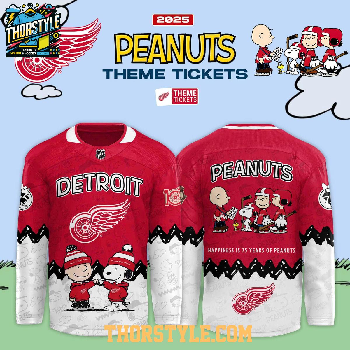 Detroit Red Wings Peanuts Theme Tickets Snoopy 2025 Hockey Jersey Detroit Red Wings Peanuts Theme Tickets Snoopy 2025 Hockey Jersey