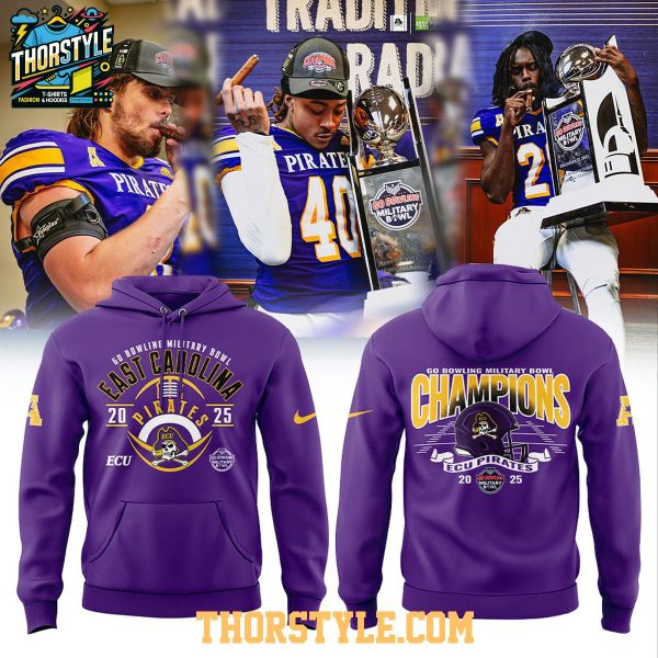 ECU Pirates Football 2025 Military Bowl Champions Fan Hoodie T-Shirt