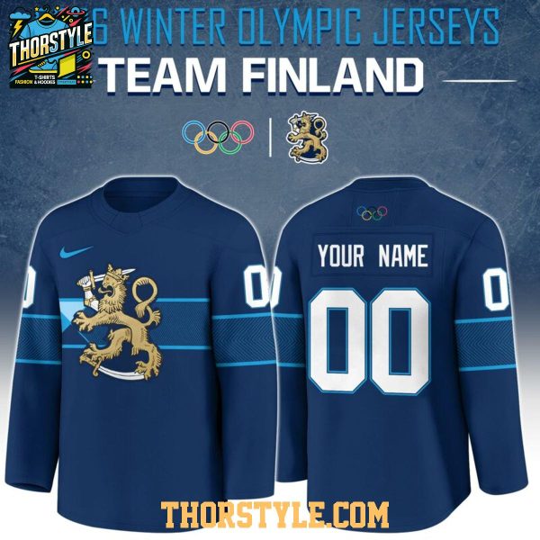 Finland 2026 Olympic Navy Team Personalized Hockey Jersey