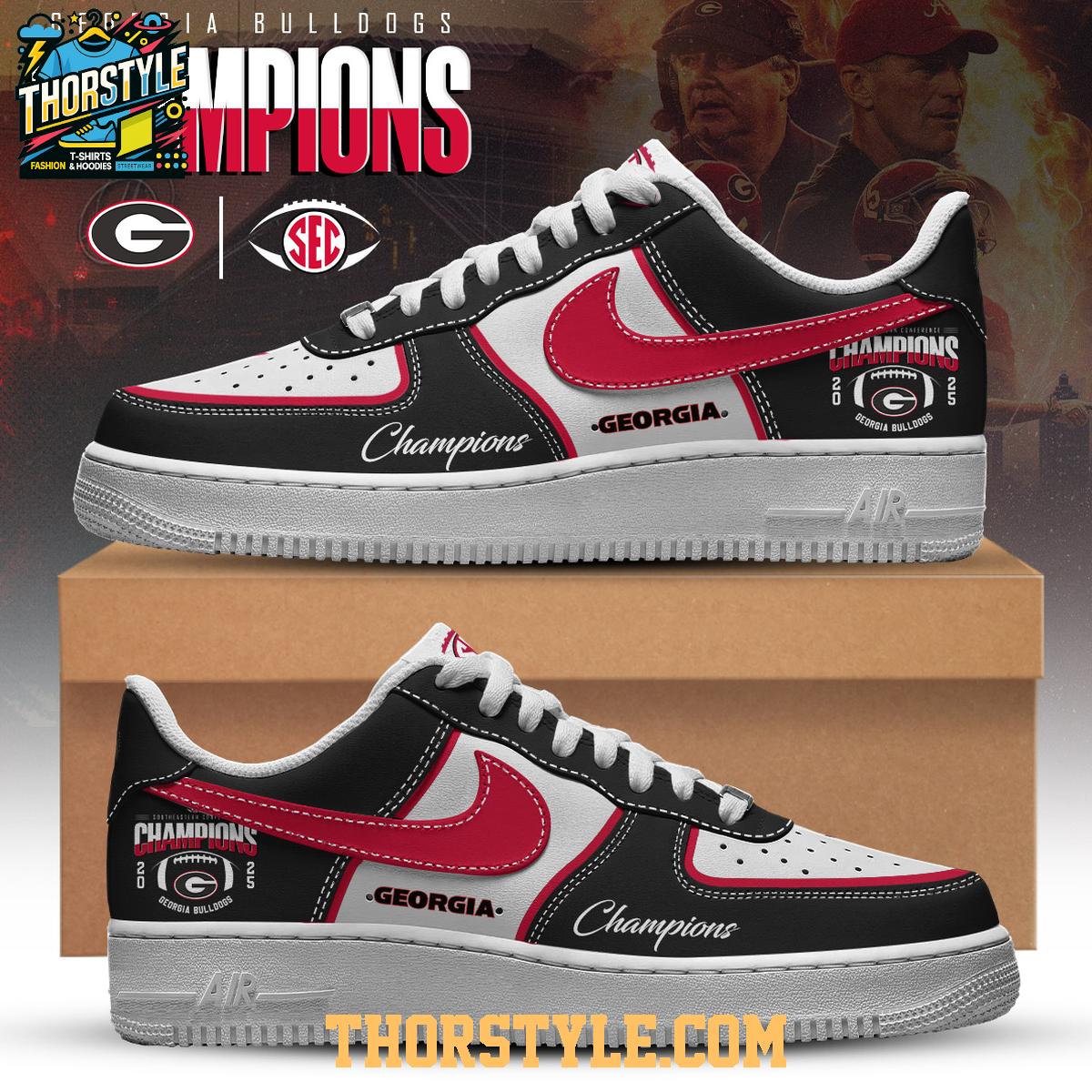 Georgia Bulldogs SEC 2025 Champions Personalized Air Force 1 Shoes Georgia Bulldogs SEC 2025 Champions Personalized Air Force 1 Shoes