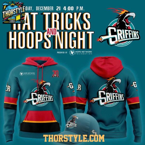 Grand Rapids Griffins Hattrick and Hoops Night 2025 Celebrate Hoodie T-Shirt