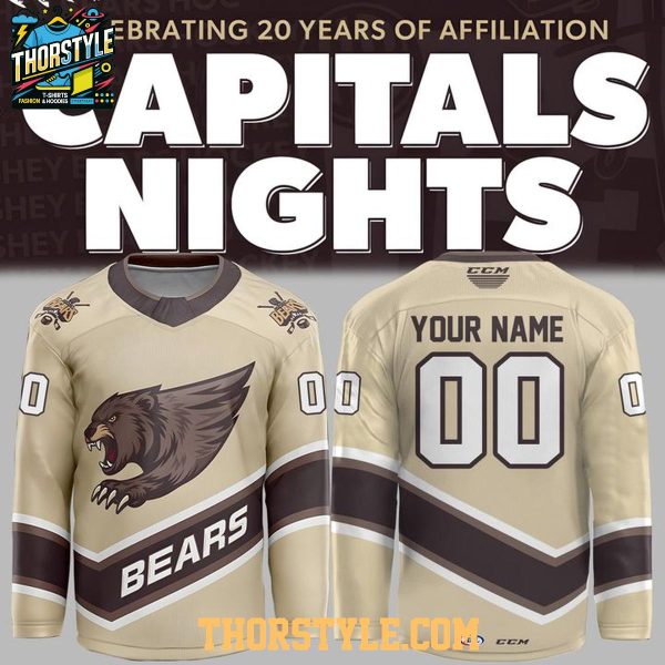 Hershey Bears Capitals Nights 2025 Screaming Bear Personalized Hockey Jersey