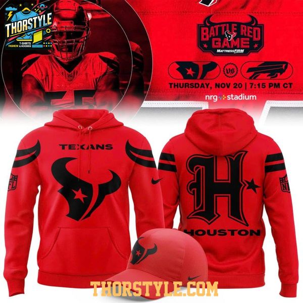 Houston Texans NFL Battle Red 2025 H-Town Hoodie T-Shirt