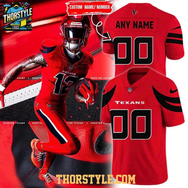 Houston Texans NFL Battle Red 2025 Personalized Football Jersey