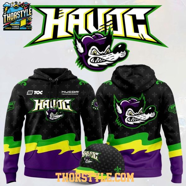 Huntsville Havoc Mardi Gras 2025 Celebration Hockey Hoodie T-Shirt