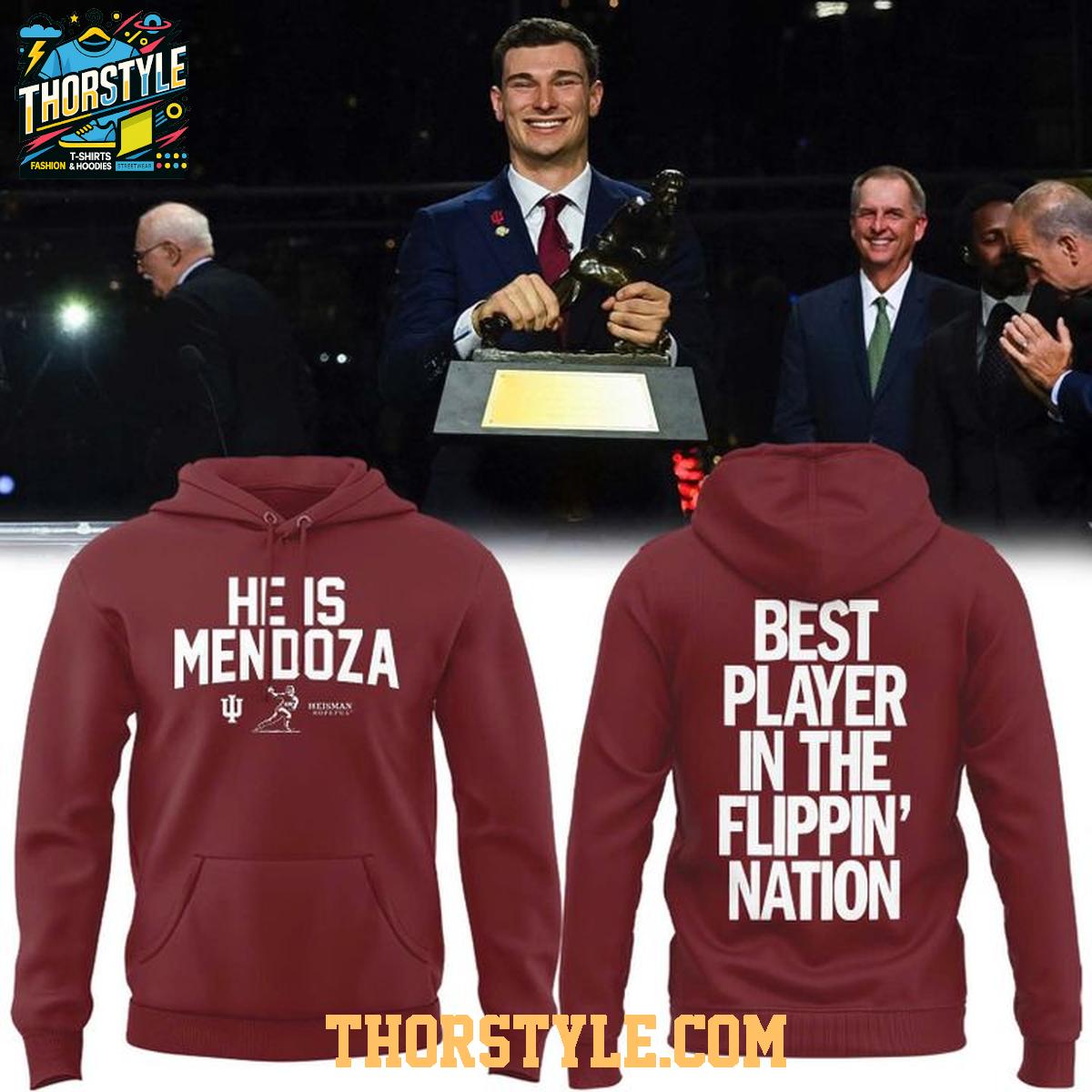 Indiana Hoosiers He Is Mendoza 2025 Best Player Flippin' Nation Hoodie T-Shirt Indiana Hoosiers He Is Mendoza 2025 Best Player Flippin' Nation Hoodie T-Shirt