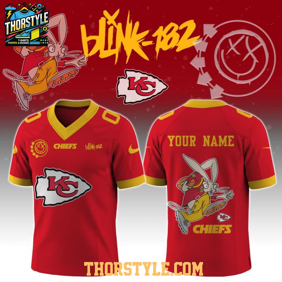 Kansas City Chiefs Blink-182 Missionary Impossible Personalized Football Jersey Kansas City Chiefs Blink-182 Missionary Impossible Personalized Football Jersey