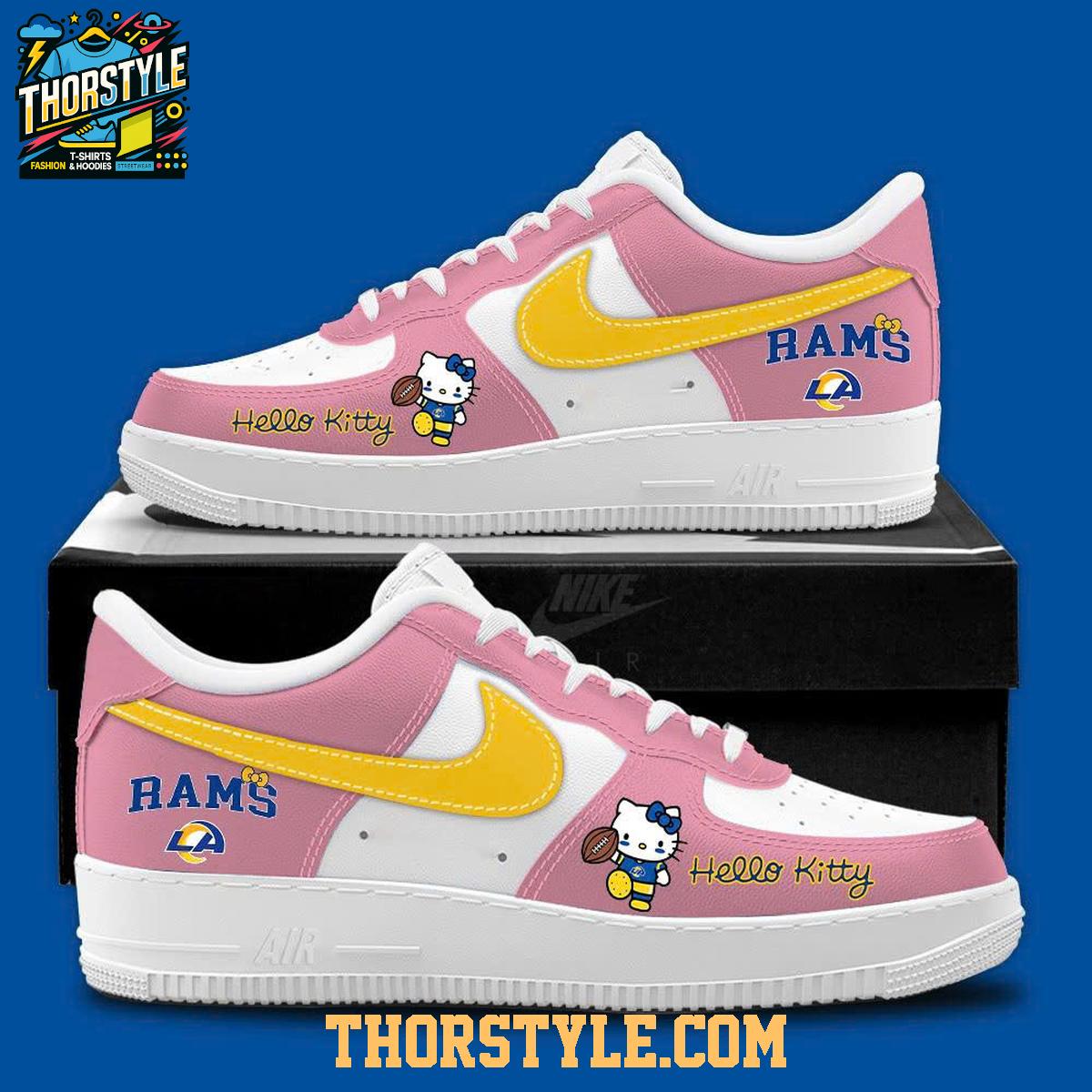 Los Angeles Rams 2026 Hello Kitty Celebrating Night Personalized Air Force 1 Shoes Los Angeles Rams 2026 Hello Kitty Celebrating Night Personalized Air Force 1 Shoes