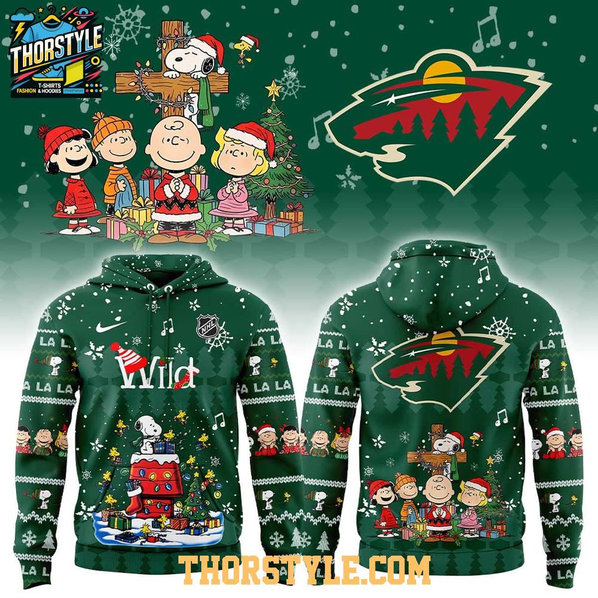 Minnesota Wild Snoopy Holly Jolly Peanuts Christmas 2025 Hoodie Shirts Minnesota Wild Snoopy Holly Jolly Peanuts Christmas 2025 Hoodie Shirts