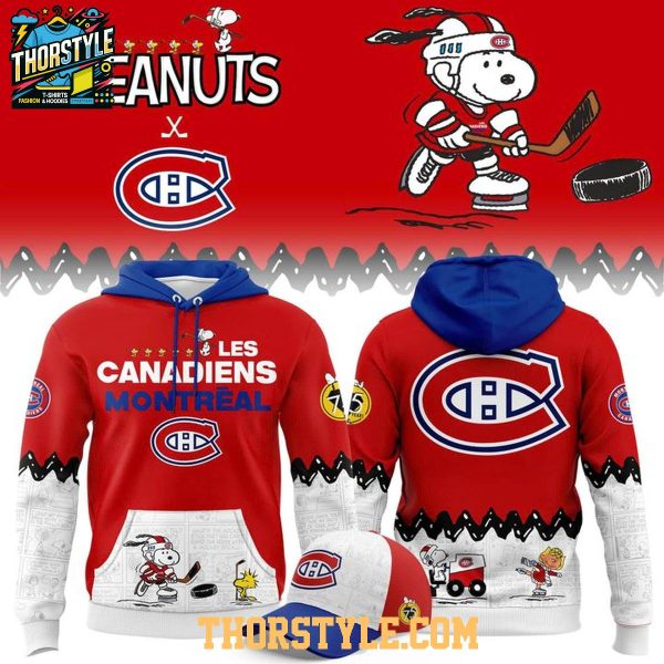 Montreal Canadiens Peanuts Night 2025-2026 Snoopy Hockey Hoodie T-Shirt