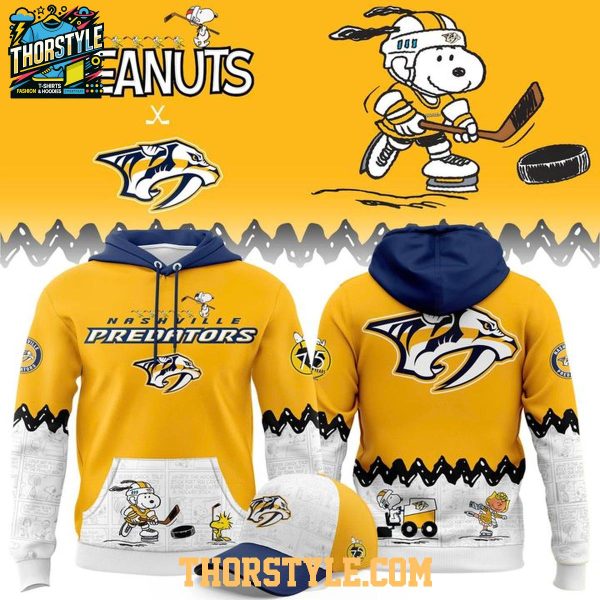 Nashville Predators Peanuts Night 2025-2026 Snoopy Hockey Hoodie T-Shirt
