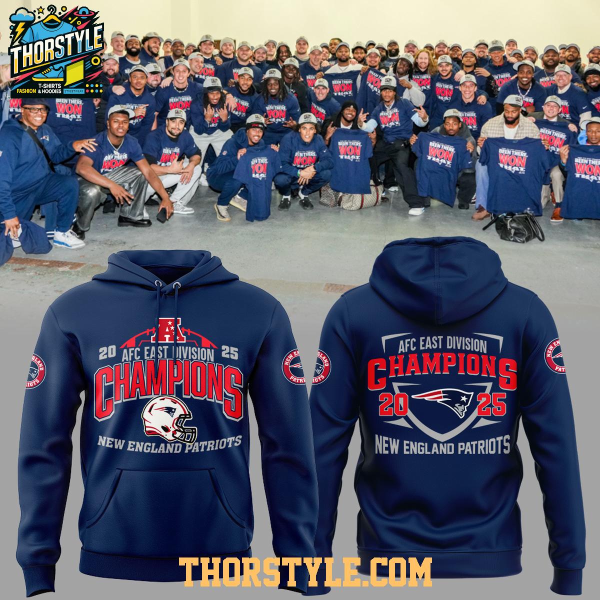 New England Patriots AFC East Champions 2025 Go Pats Hoodie T-Shirt New England Patriots AFC East Champions 2025 Go Pats Hoodie T-Shirt