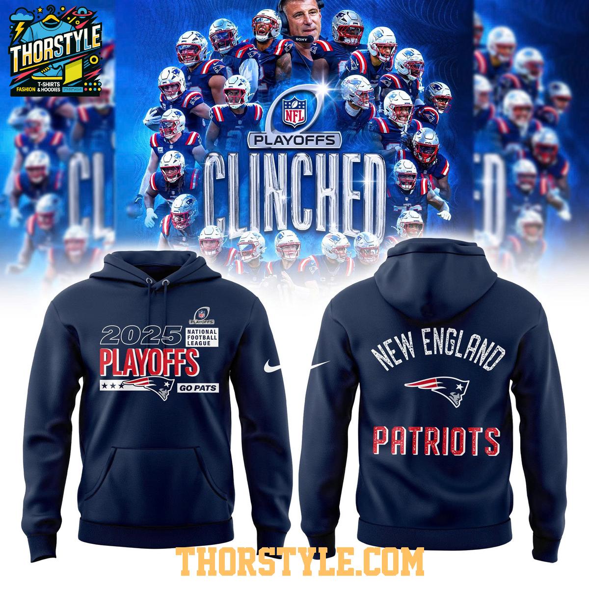 New England Patriots NFL Playoffs 2025 Heather Charcoal Go Pats Hoodie T-Shirt New England Patriots NFL Playoffs 2025 Heather Charcoal Go Pats Hoodie T-Shirt