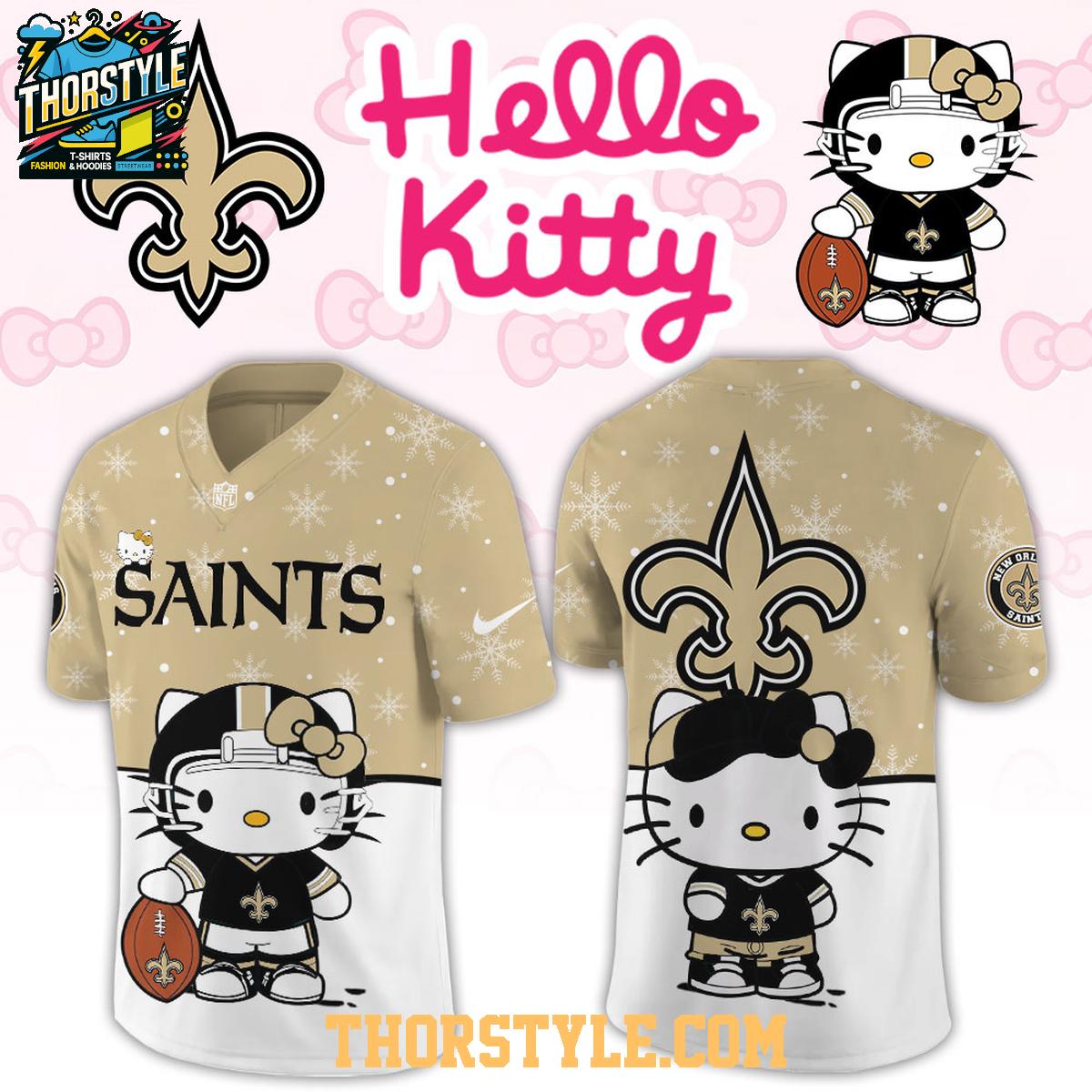 New Orleans Saints Hello Kitty Christmas Gameday 2025 Personalized Football Jersey New Orleans Saints Hello Kitty Christmas Gameday 2025 Personalized Football Jersey