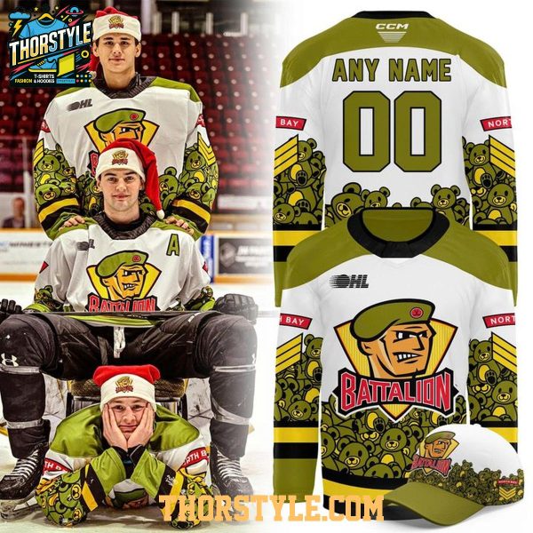 North Bay Battalion Teddy Bear Toss 2025 Christmas Personalized Hockey Jersey