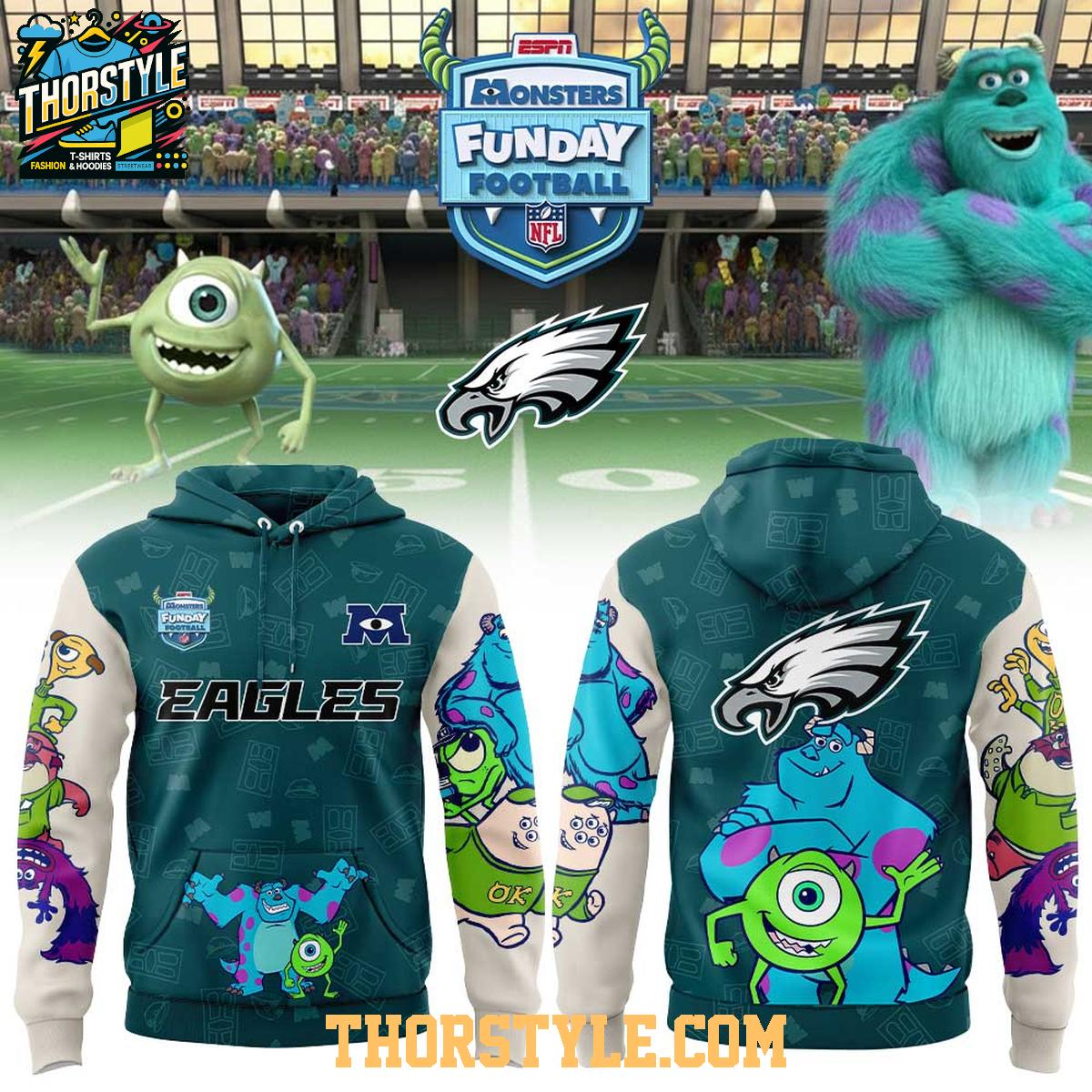 Philadelphia Eagles Monsters Inc. Funday Football 2025 X-mas Hoodie T-Shirt Philadelphia Eagles Monsters Inc. Funday Football 2025 X-mas Hoodie T-Shirt
