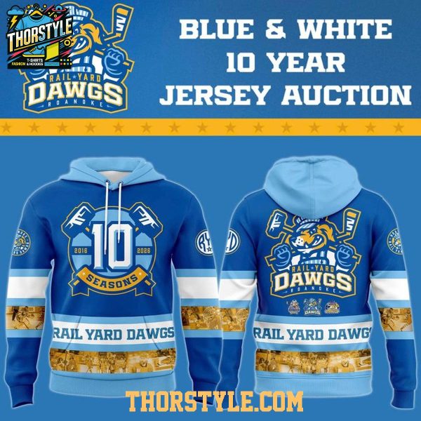 Roanoke Rail Yard Dawgs Blue 10 Year Jersey Auction 2026 Hoodie T-Shirt