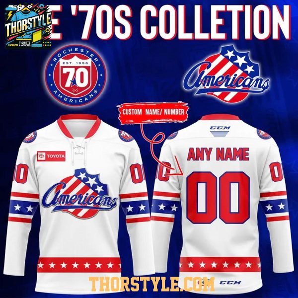 Rochester Americans 70th Anniversary Celebrate 2026 Personalized Hockey Jersey