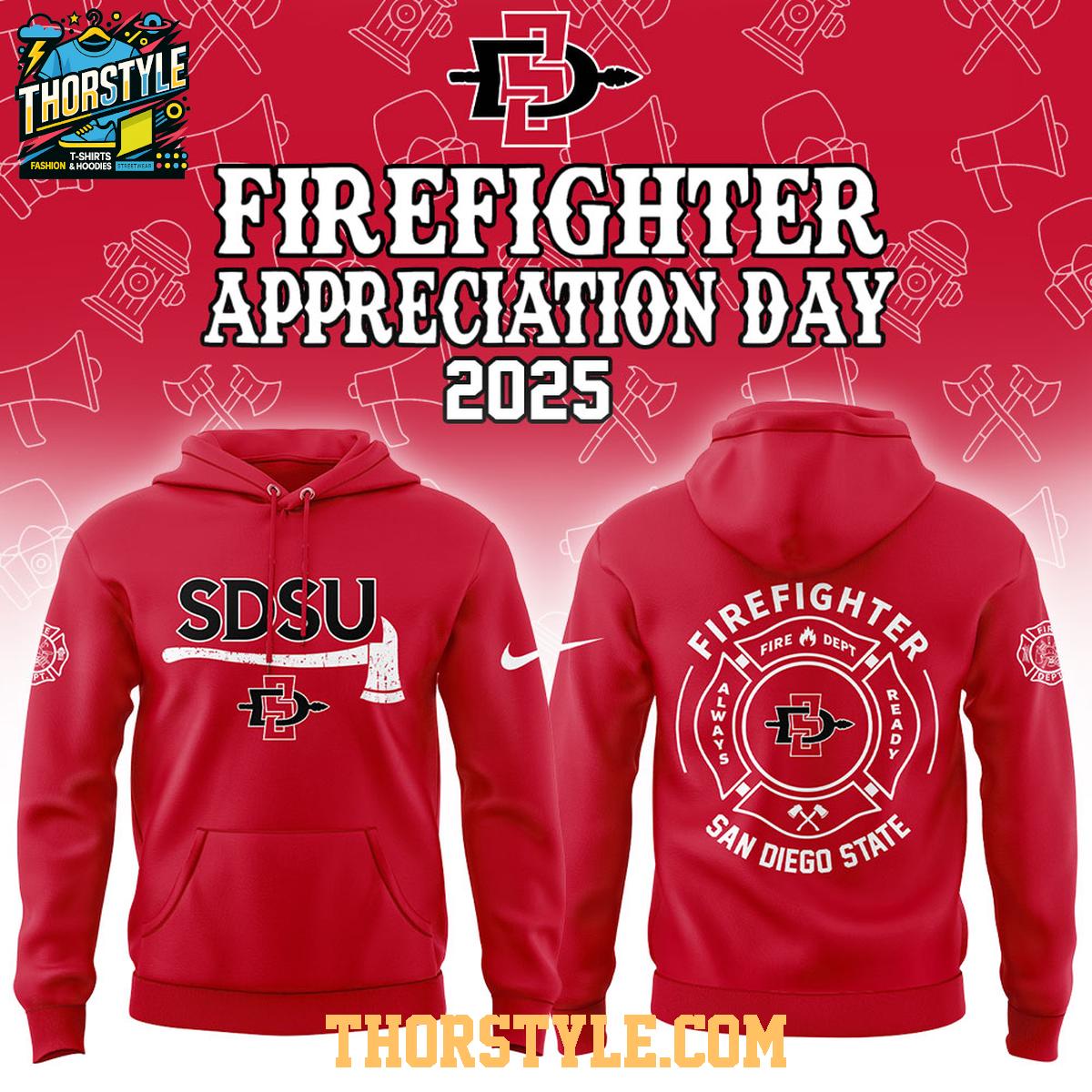 San Diego State Aztecs NCAA Firefighter Day Of Appreciation 2025 Hoodie T-Shirt San Diego State Aztecs NCAA Firefighter Day Of Appreciation 2025 Hoodie T-Shirt