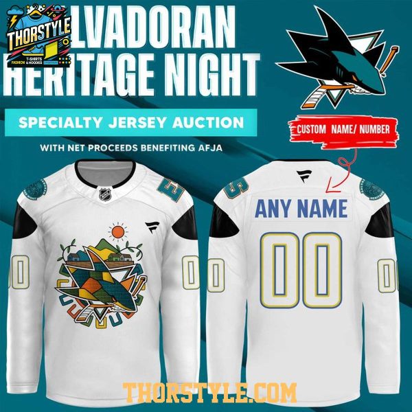 San Jose Sharks Salvadoran Heritage Night 2026 Personalized Hockey Jersey