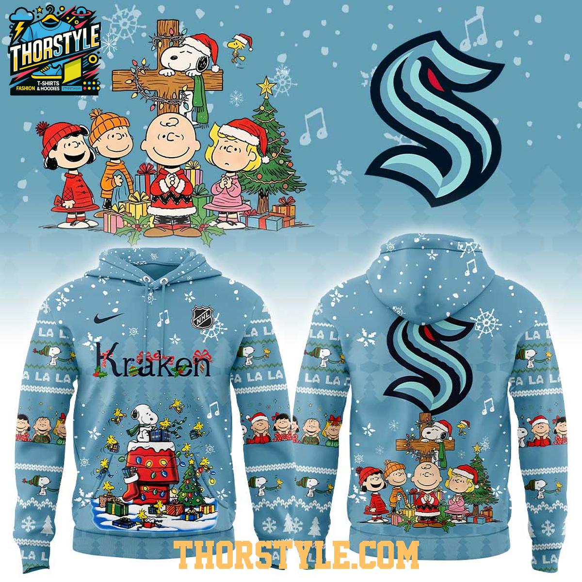Seattle Kraken Snoopy Holly Jolly Peanuts Christmas 2025 Hoodie Shirts Seattle Kraken Snoopy Holly Jolly Peanuts Christmas 2025 Hoodie Shirts