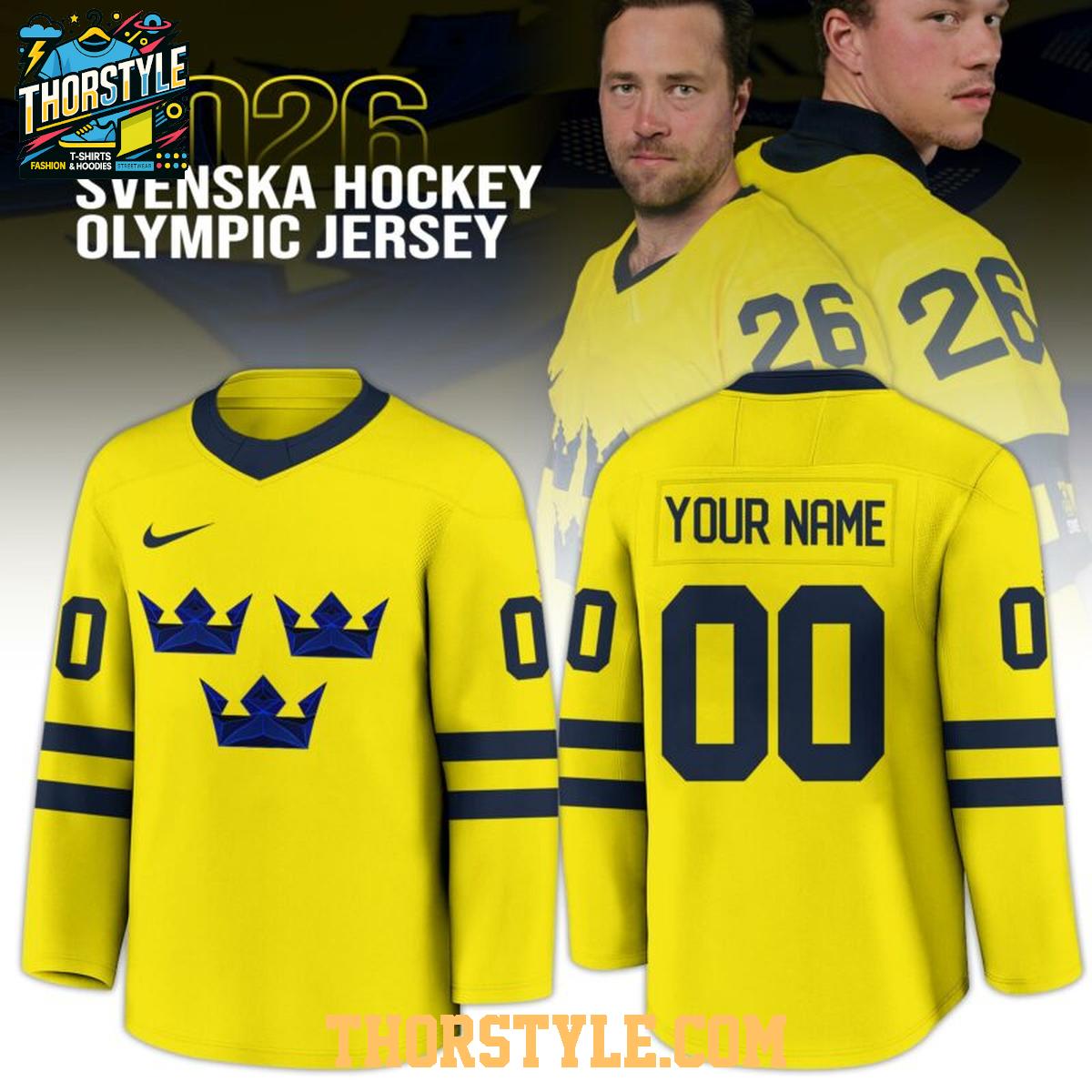Sweden Olympic 2026 National Ice Hockey Team Personalized Hockey Jersey Sweden Olympic 2026 National Ice Hockey Team Personalized Hockey Jersey