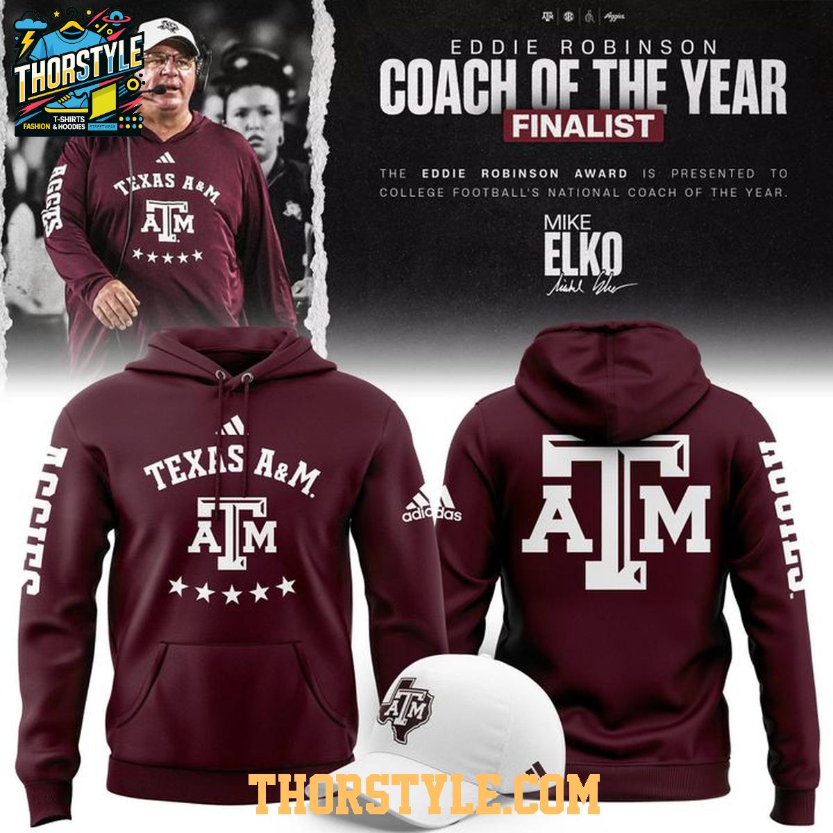 Texas A&M Aggies Eddie Robinson Coach Of The Year 2025 Hoodie T-Shirt Texas A&M Aggies Eddie Robinson Coach Of The Year 2025 Hoodie T-Shirt