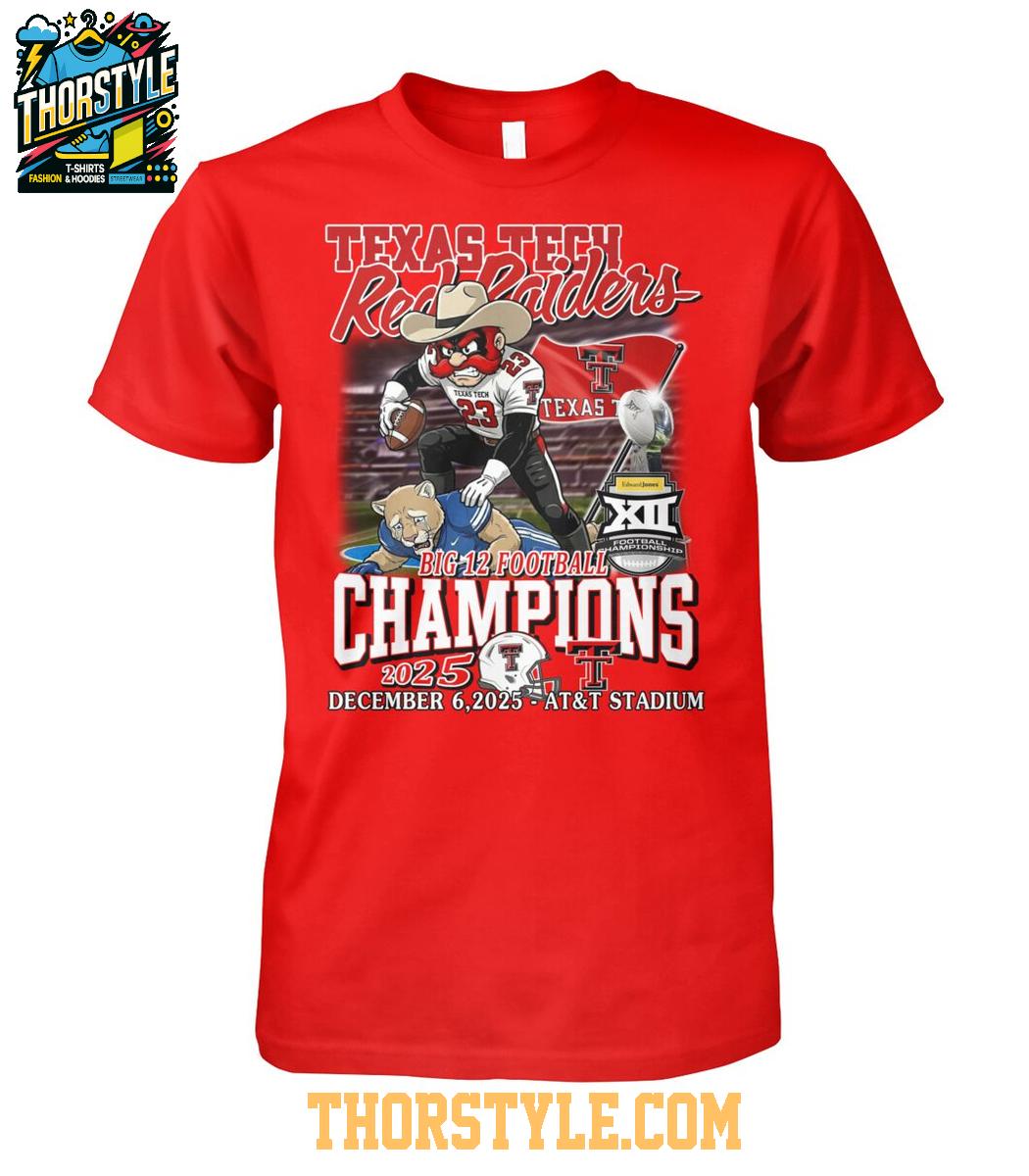 Texas Tech Raiders Big 12 Conference Champions 2025 Victory T-Shirt Texas Tech Raiders Big 12 Conference Champions 2025 Victory T-Shirt