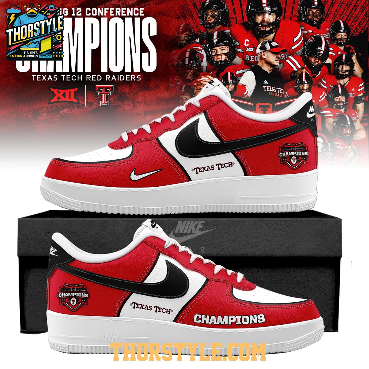 Texas Tech Red Raiders 2025 Big 12 Champions Personalized Air Force 1 Shoes Texas Tech Red Raiders 2025 Big 12 Champions Personalized Air Force 1 Shoes