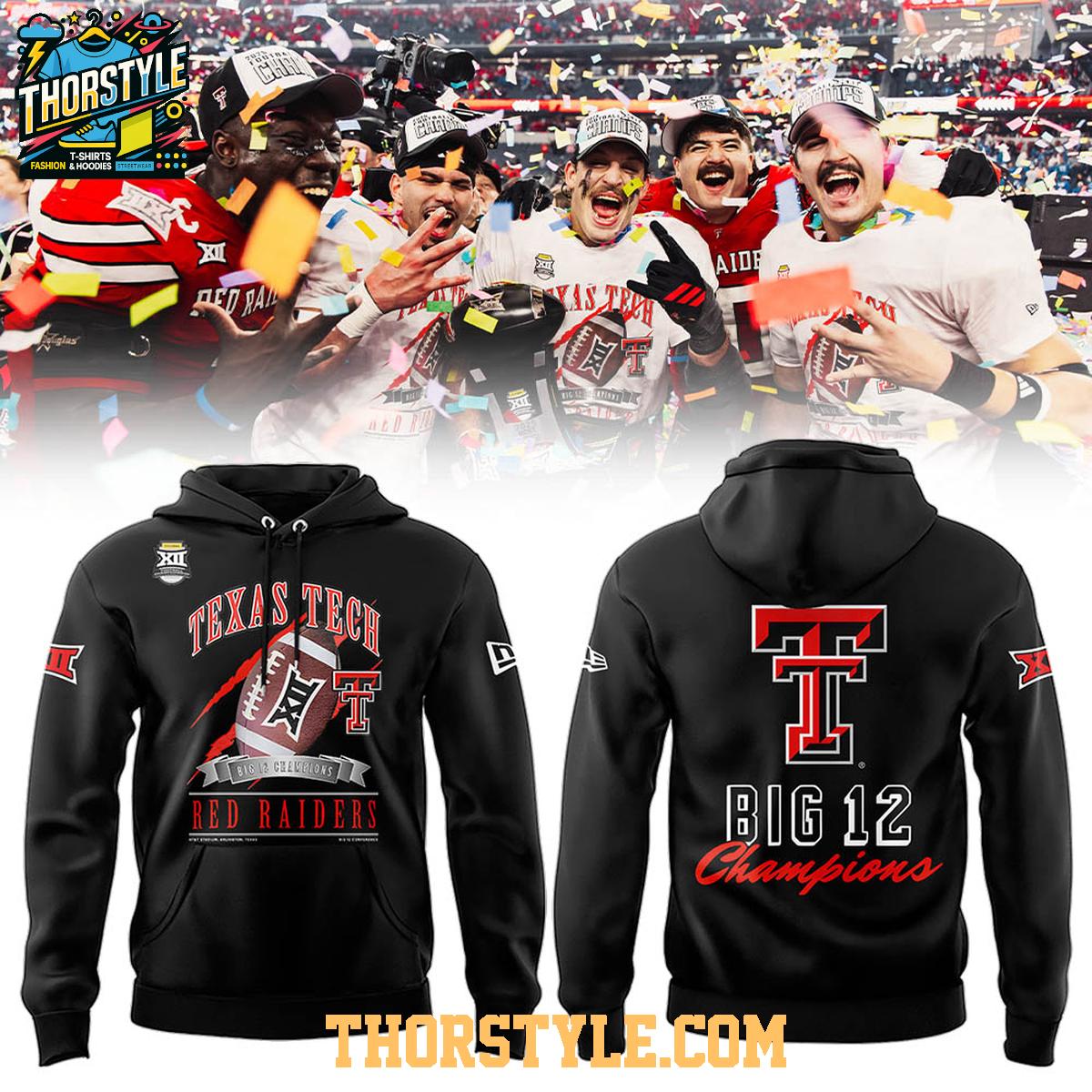 Texas Tech Red Raiders 2025 Big 12 Guns Up Champions Hoodie Shirts Texas Tech Red Raiders 2025 Big 12 Guns Up Champions Hoodie Shirts