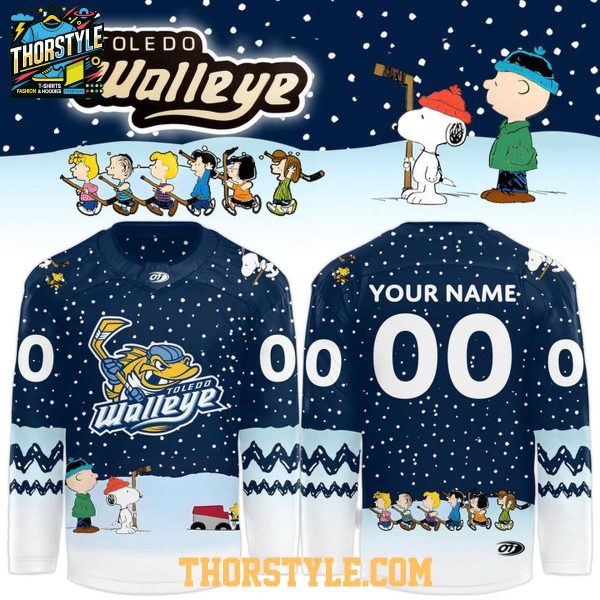 Toledo Walleye Peanuts Night Christmas Eve 2025 Personalized Hockey Jersey