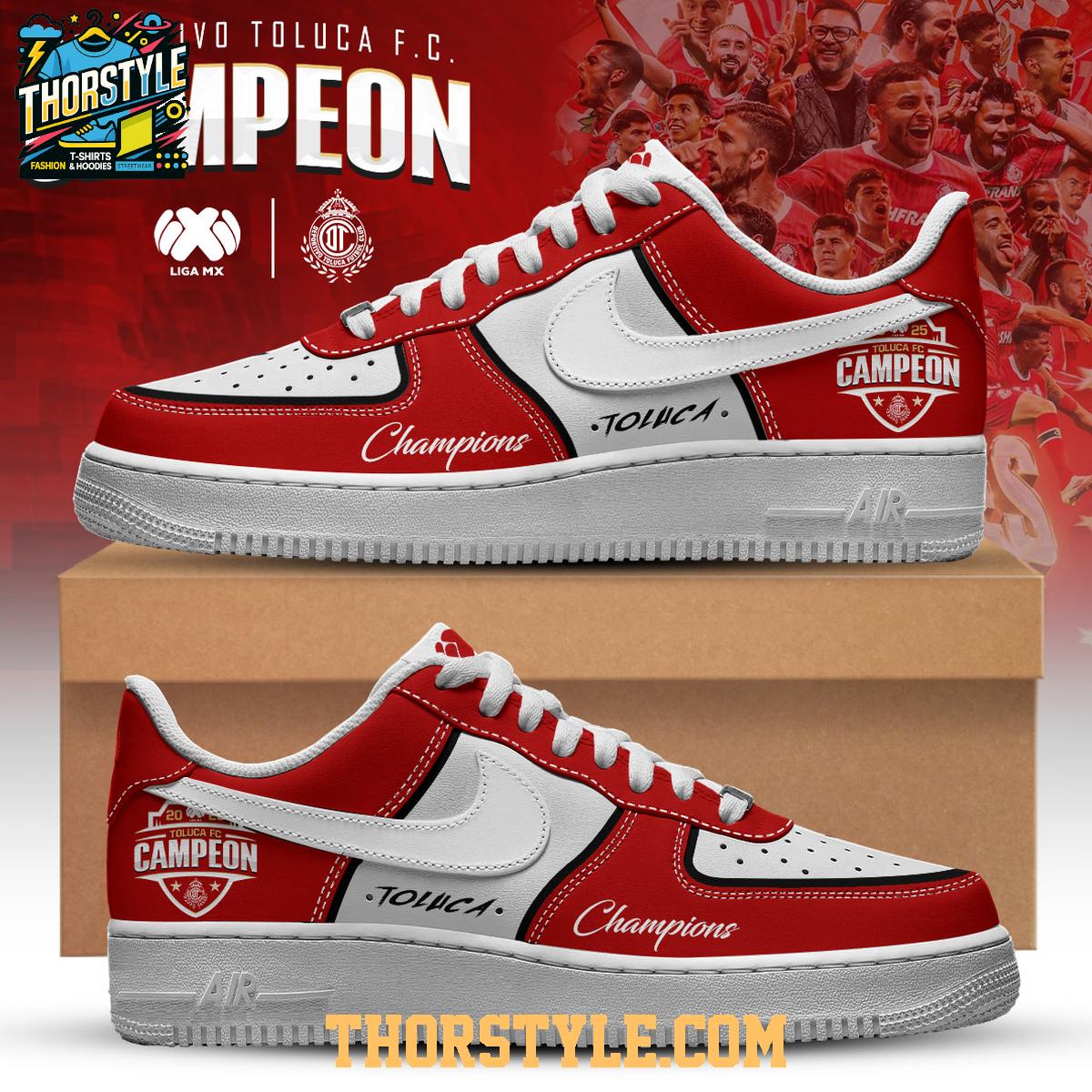 Toluca FC Campeones Liga MX Champions 2025 Personalized Air Force 1 Shoes Toluca FC Campeones Liga MX Champions 2025 Personalized Air Force 1 Shoes