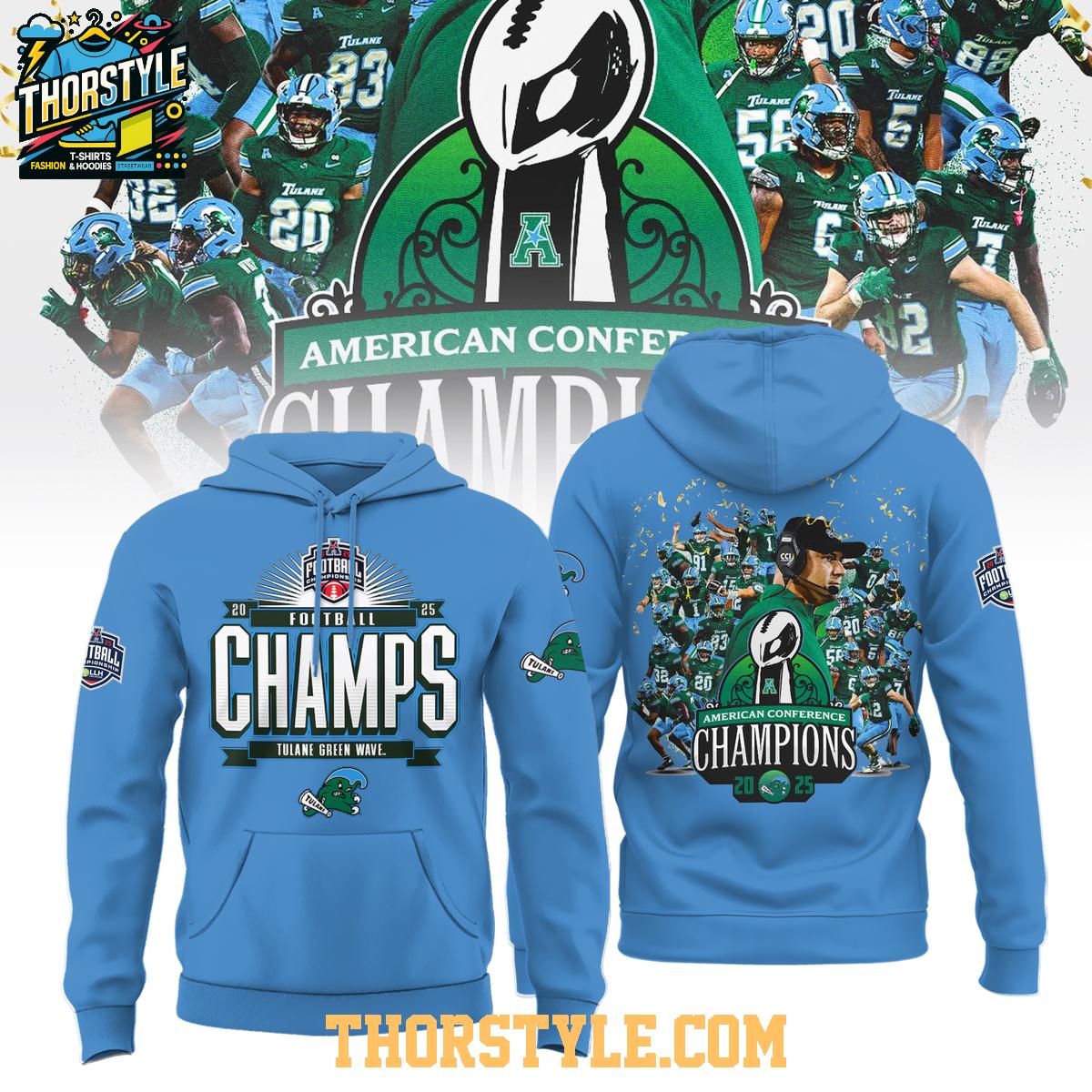 Tulane Green Wave 2025 American Football Champions Hoodie T-Shirt Tulane Green Wave 2025 American Football Champions Hoodie T-Shirt