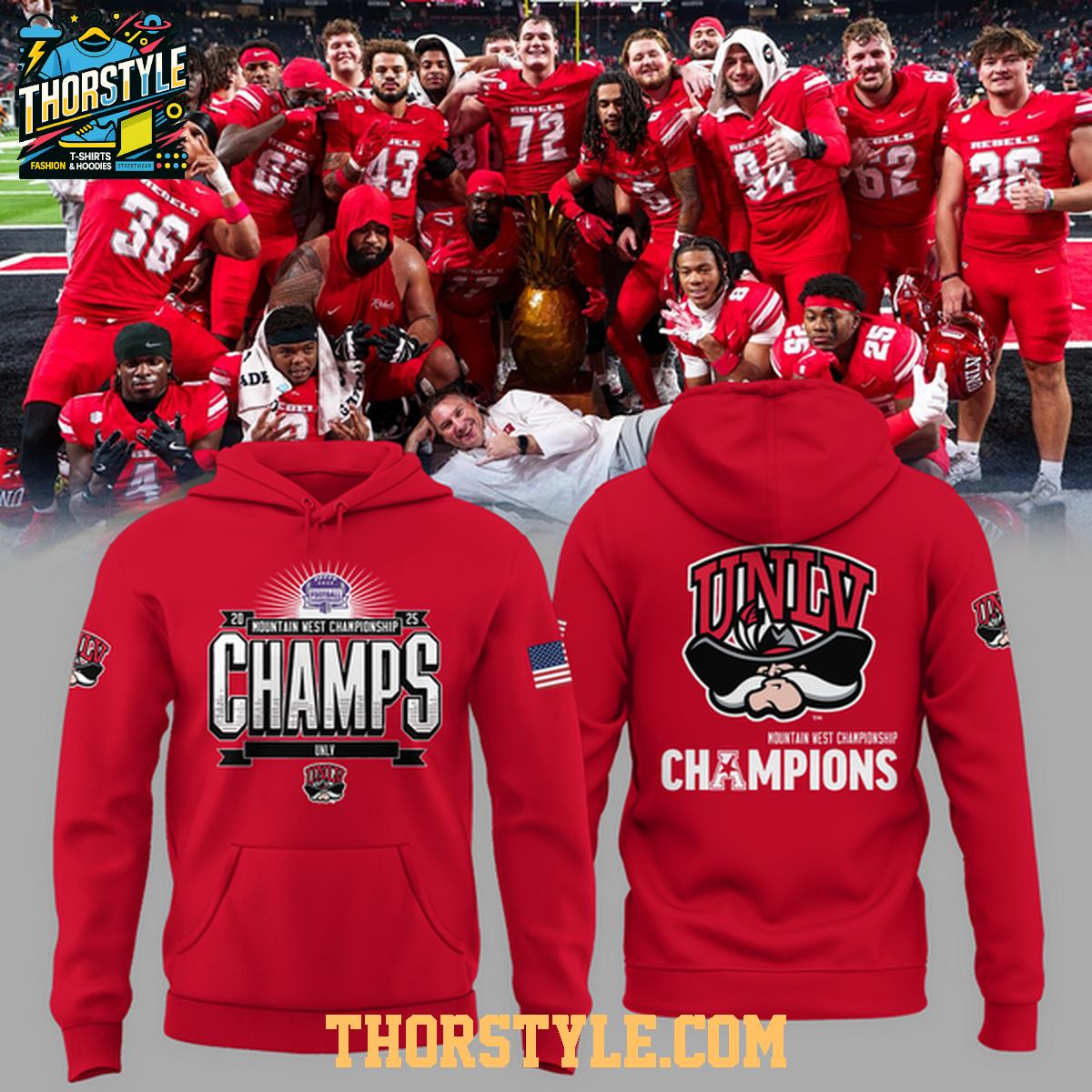 UNLV Rebels 2025 Mountain West Conference Champions Hoodie T-Shirt UNLV Rebels 2025 Mountain West Conference Champions Hoodie T-Shirt