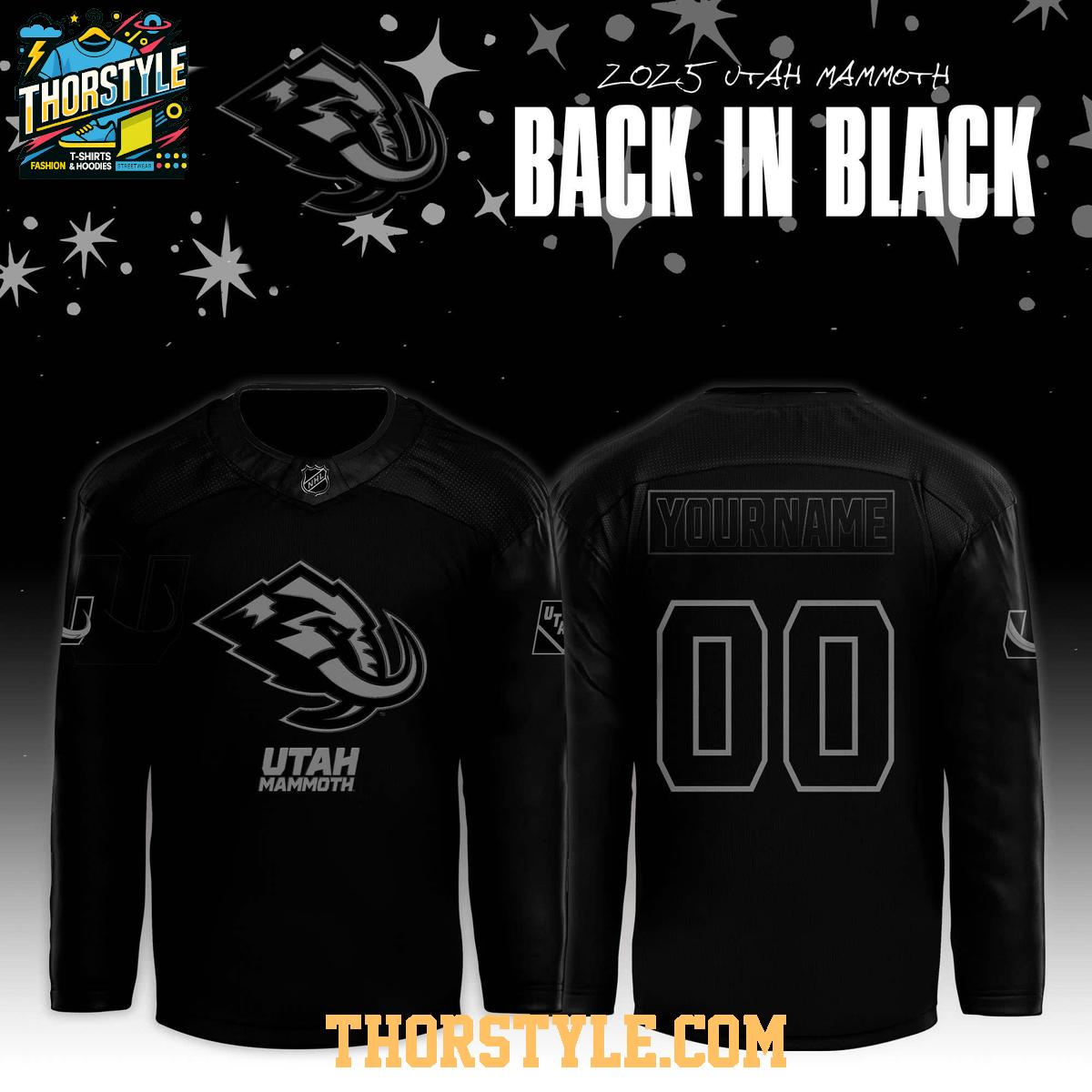 Utah Mammoth Back In Black 2025 Personalized Hockey Jersey Utah Mammoth Back In Black 2025 Personalized Hockey Jersey