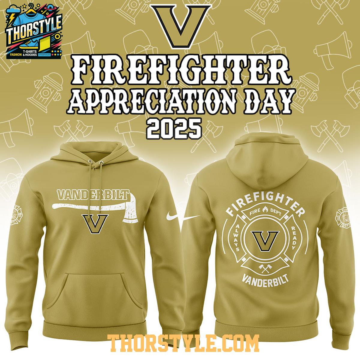 Vanderbilt Commodores NCAA Firefighter Day Of Appreciation 2025 Hoodie T-Shirt Vanderbilt Commodores NCAA Firefighter Day Of Appreciation 2025 Hoodie T-Shirt