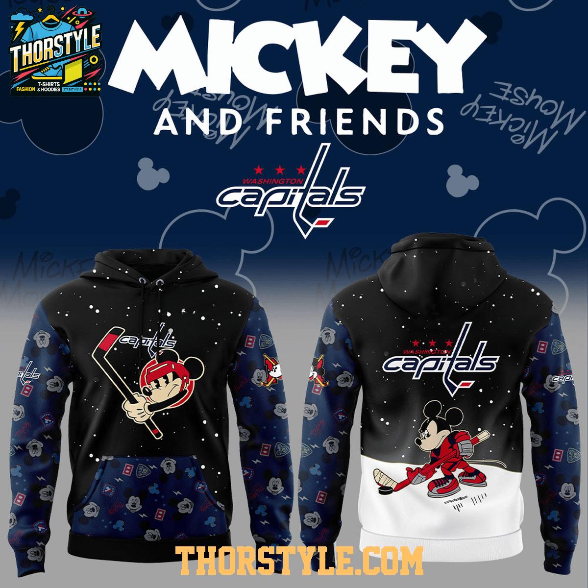 Washington Capitals Mickey Mouse With Friends NHL Christmas Hoodie T-Shirt Washington Capitals Mickey Mouse With Friends NHL Christmas Hoodie T-Shirt