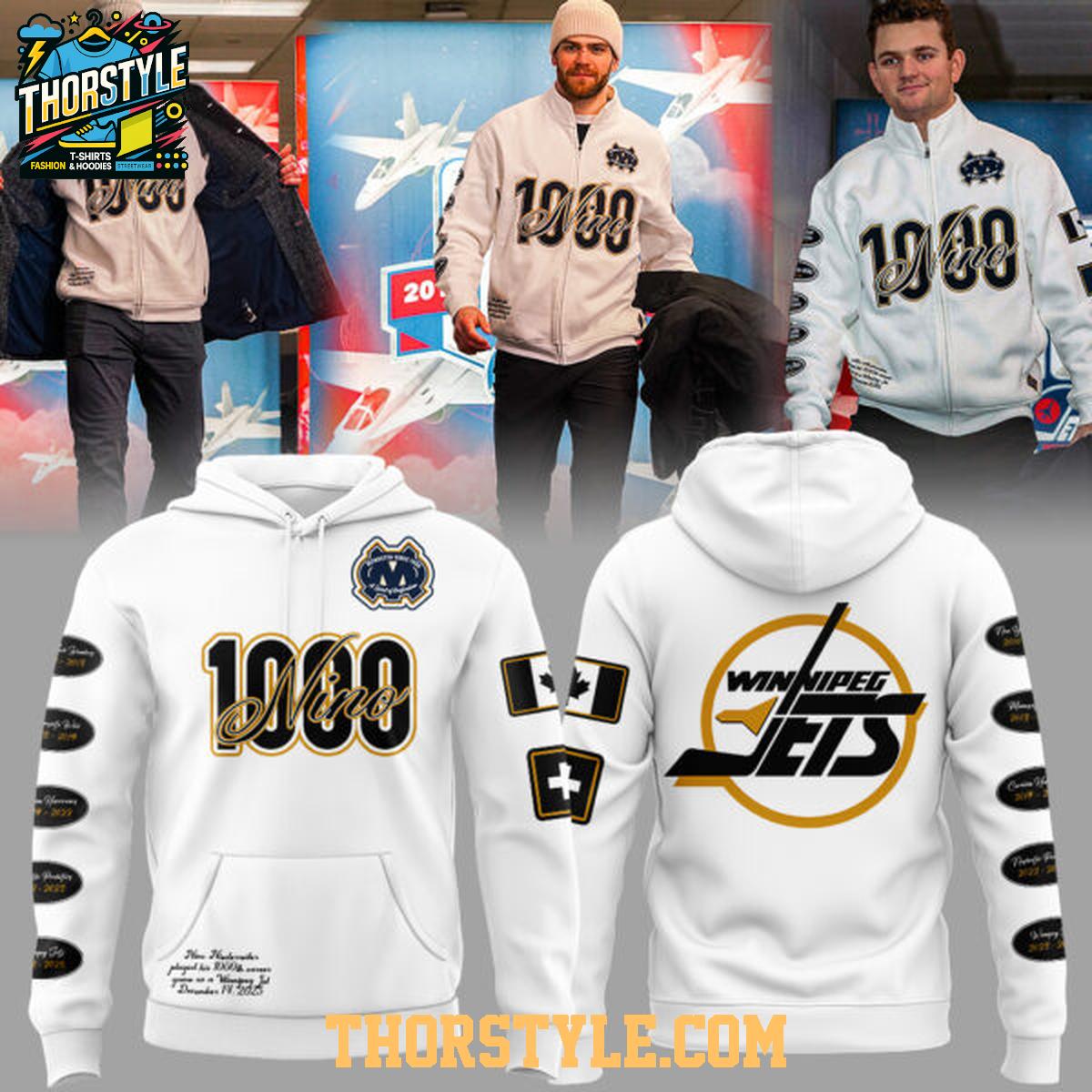 Winnipeg Jets Celebration 1000 NHL Games Of Nino Niederreiter 2025 Hoodie Winnipeg Jets Celebration 1000 NHL Games Of Nino Niederreiter 2025 Hoodie