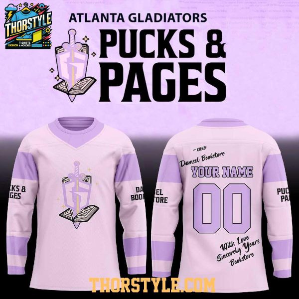 Atlanta Gladiators Pucks And Pages Night 2026 Personalized Hockey Jersey
