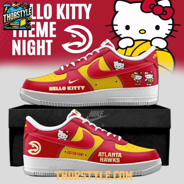 Atlanta Hawks Hello Kitty Night 2026 Sanrio Personalized Air Force 1 Shoes