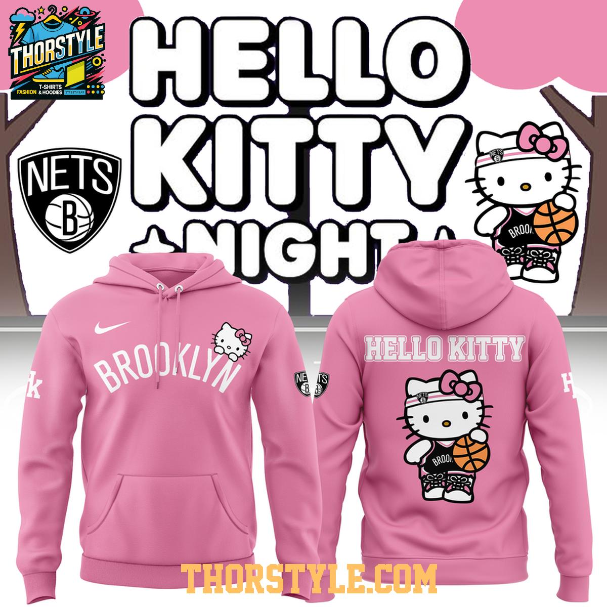 Brooklyn Nets Hello Kitty Basketball Night 2026 All Pink Hoodie T-Shirt Brooklyn Nets Hello Kitty Basketball Night 2026 All Pink Hoodie T-Shirt