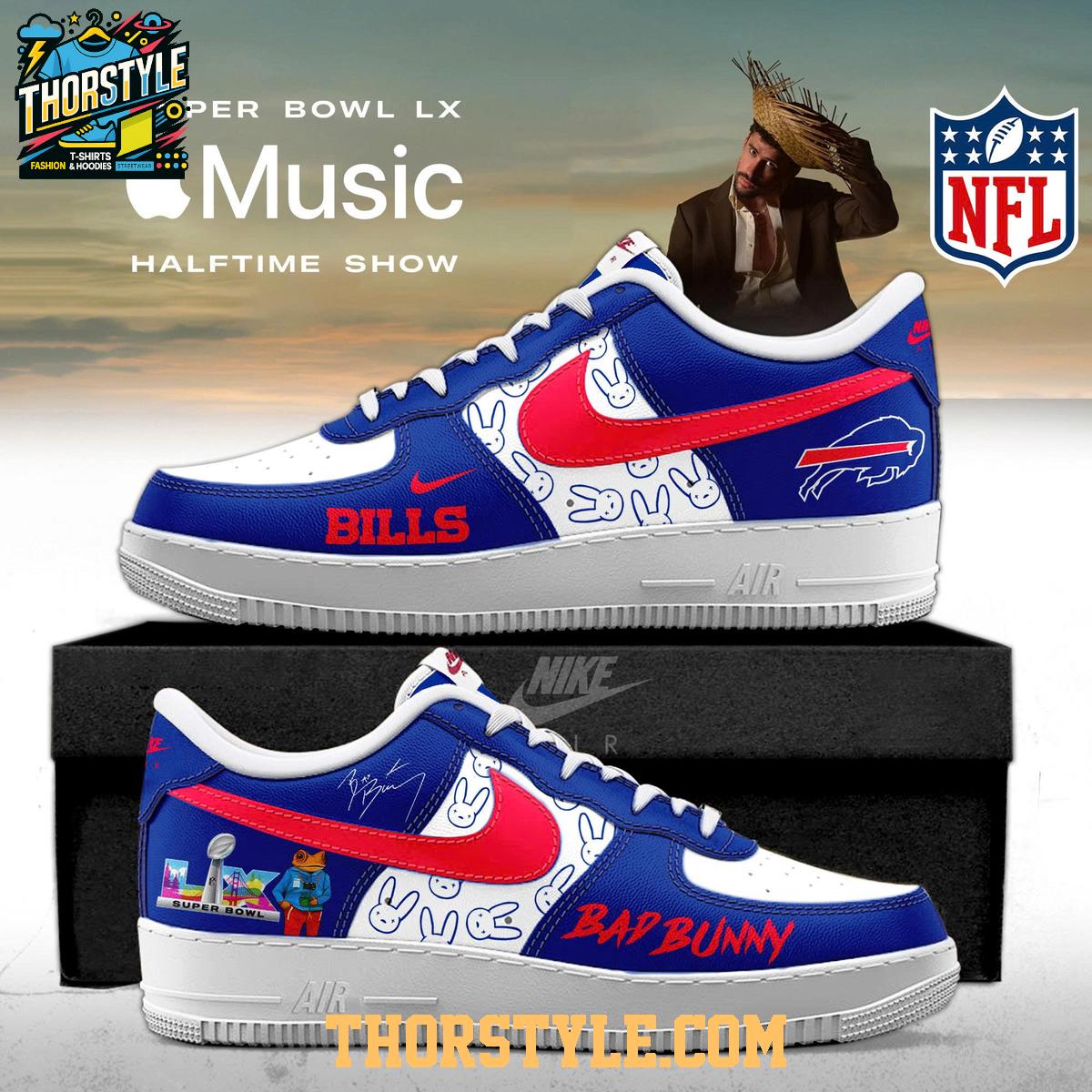 Buffalo Bills Bad Bunny Super Bowl 2026 Air Force 1 Shoes Buffalo Bills Bad Bunny Super Bowl 2026 Air Force 1 Shoes