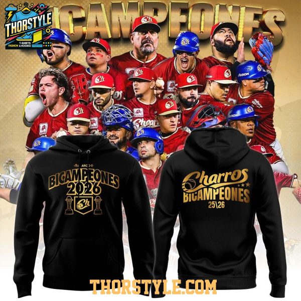 Charros de Jalisco Bicampeones 2026 All Black Hoodie Shirts