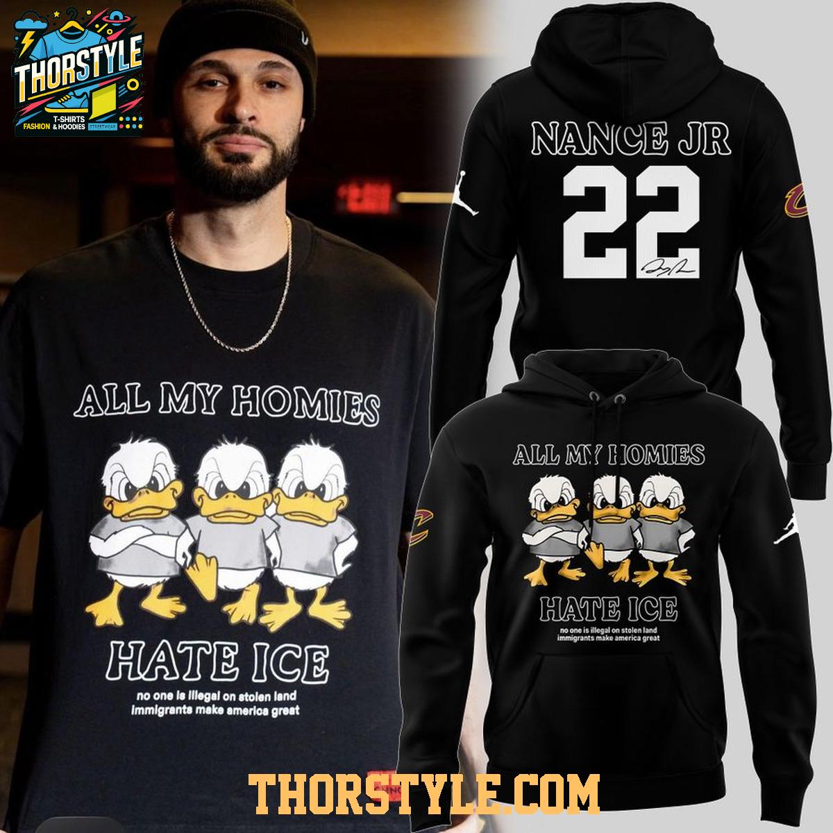 Cleveland Cavaliers Larry Nance Jr. 2026 All My Homies Hate Ice Hoodie T-Shirt Cleveland Cavaliers Larry Nance Jr. 2026 All My Homies Hate Ice Hoodie T-Shirt