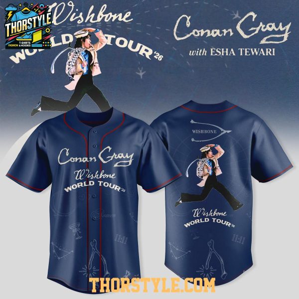 Conan Gray Wishbone World Tour 2026 Blue Personalized Baseball Jersey